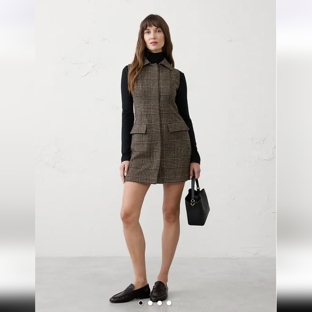 Banana Republic NWT Plaid Sleeveless Pocketed Plaid Mini Dress Size 6p